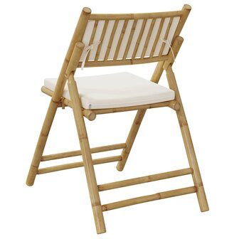 Bistrostoelen 4 st inklapbaar met kussens bamboe cr&amp;egrave;mewit 6