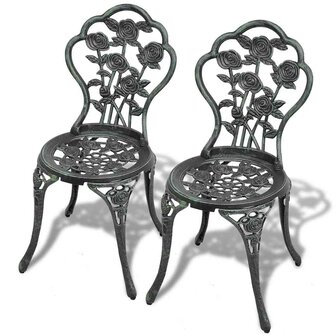 Bistrostoelen 2 st gietaluminium groen 1