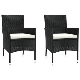 3-delige Bistroset met kussens poly rattan zwart 4