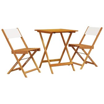 3-delige Bistroset stof en massief hout cr&amp;egrave;mewit 2