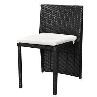 3-delige Bistroset met kussens poly rattan zwart 7