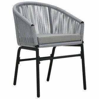 3-delige Bistroset met kussens PE-rattan grijs 4