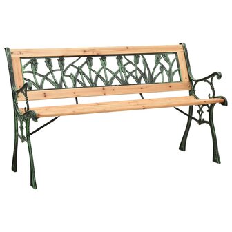 Tuinbank 122 cm gietijzer en massief vurenhout 1