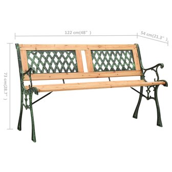 Tuinbank 122 cm gietijzer en massief vurenhout 6