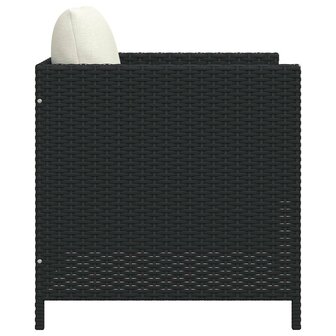 Tuinbank met kussens poly rattan zwart 5