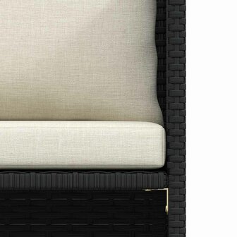 Tuinbank met kussens poly rattan zwart 7