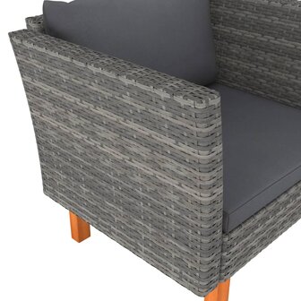 Tuinbank poly rattan en massief eucalyptushout 5