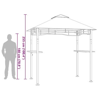 Barbecue paviljoen 240x150x255 cm staal antraciet 7