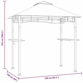 Barbecue paviljoen 240x150x255 cm staal antraciet 8