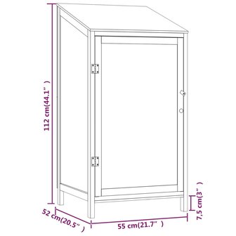 Tuinschuur 55x52x112 cm massief vurenhout 7