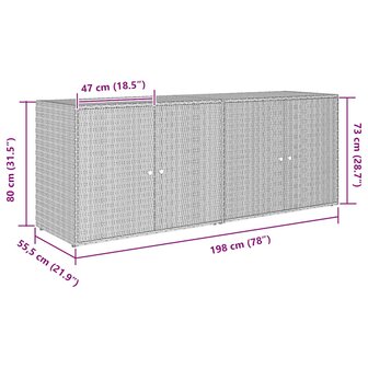 Tuinkast Zwart 198x55,5x80 cm Poly Rattan 8