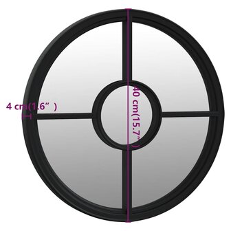 Tuinspiegel rond 40x4 cm ijzer zwart 6