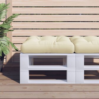 Palletkussen 50x50x12 cm stof cr&amp;egrave;mekleurig 1