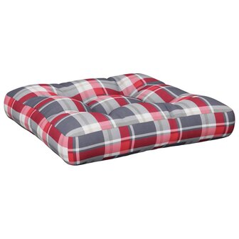 Palletkussen 60x60x12 cm stof ruitpatroon rood 2