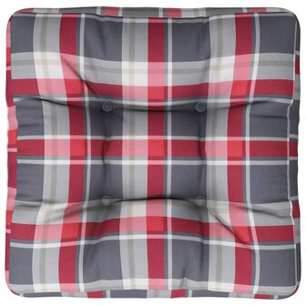 Palletkussen 60x60x12 cm stof ruitpatroon rood 6