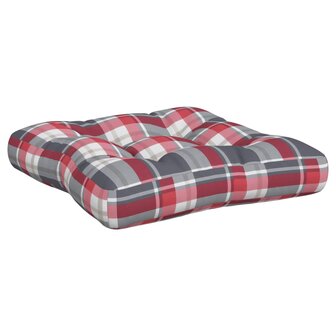 Palletkussens 2 st stof ruitpatroon rood 5
