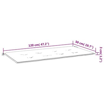 Tuinbankkussen 120x50x3 cm oxford stof cr&amp;egrave;mekleurig 7