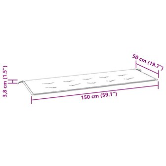 Tuinbankkussen 150x50x3 cm oxford stof cr&amp;egrave;mekleurig 7
