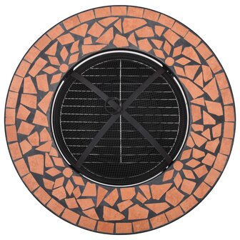 Vuurtafel moza&amp;iuml;ek 68 cm keramiek terracottakleurig 8