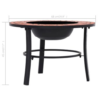 Vuurschaal moza&amp;iuml;ek 68 cm keramiek terracottakleurig 9