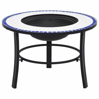 Vuurschaal moza&amp;iuml;ek 68 cm keramiek blauw en wit 1