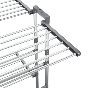 Droogrek 2-laags met wieltjes 60x70x106 cm zilverkleurig 7