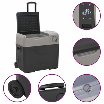 Koelbox met wielen en adapter 30 L polypropeen zwart en grijs 9