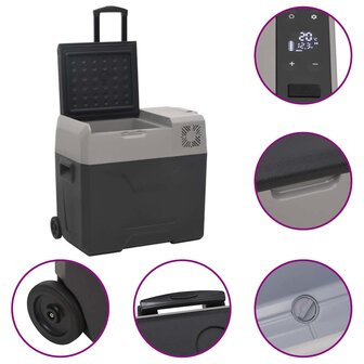 Koelbox met wielen en handvat 40 L polypropeen zwart en grijs 8