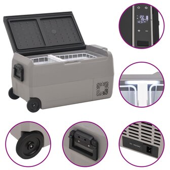 Koelbox met wielen en handvat 50 L polypropeen zwart en grijs 7