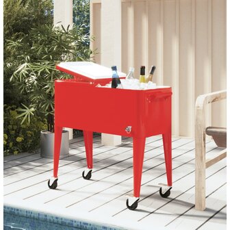 Koelbox op wielen 92x43x89 cm rood 1