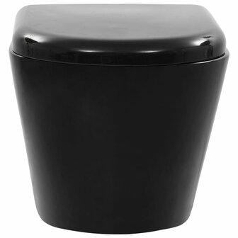 Hangend toilet met verborgen stortbak keramiek zwart 8