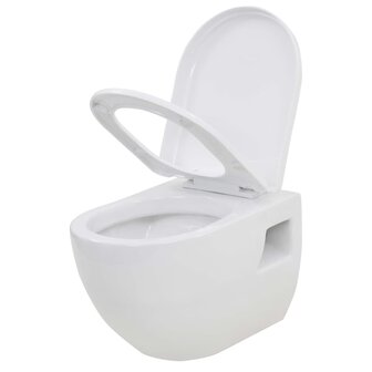 Hangend toilet met hoge verbogen stortbak keramiek 6