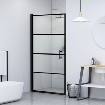 Douchedeur halfmat 81x195 cm gehard glas zwart 1