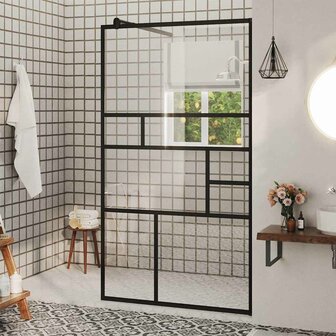 Inloopdouchewand 90x195 cm ESG-glas transparant en zwart 1