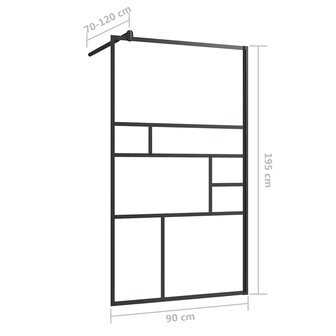 Inloopdouchewand 90x195 cm ESG-glas transparant en zwart 6