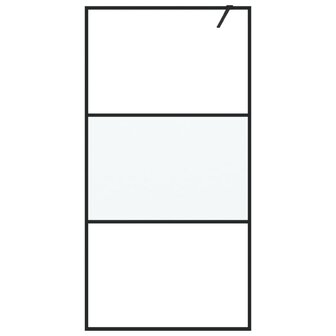 Inloopdouchewand 100x195 cm halfmat ESG-glas zwart 3