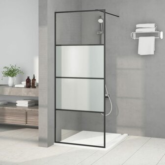 Inloopdouchewand 80x195 cm halfmat ESG-glas zwart 1