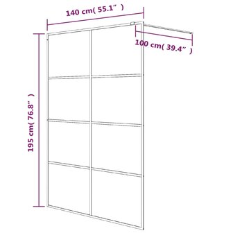 Inloopdouchewand 140x195 cm halfmat ESG-glas zwart 7