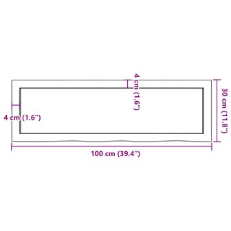 Wastafelblad 100x30x(2-4) cm behandeld massief hout lichtbruin 9