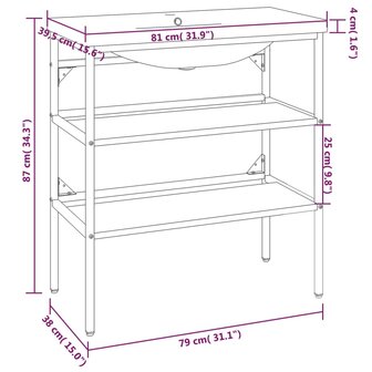 Wastafelframe met inbouwwastafel ijzer zwart 7