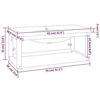 Wastafelframe met inbouwwastafel ijzer zwart 7
