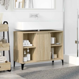 Wastafelkast met plank met opslag Sonoma Eiken 80 x 33 x 60 cm 4