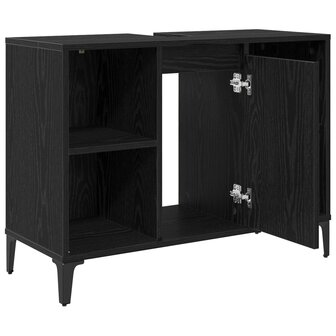 Wastafelkast met plank met opslag Zwart Eiken 80 x 33 x 60 cm 5