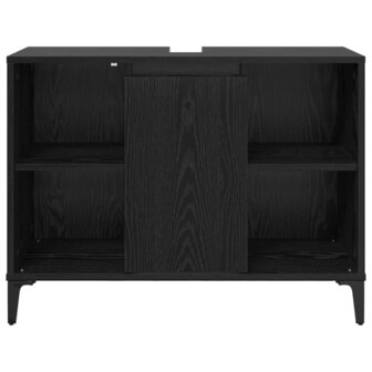 Wastafelkast met plank met opslag Zwart Eiken 80 x 33 x 60 cm 6
