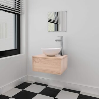 3-delige Badkamermeubelset met wastafel beige 1