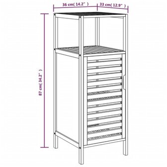 Badkamerkastje met schap 36x33x87 cm bamboe 8