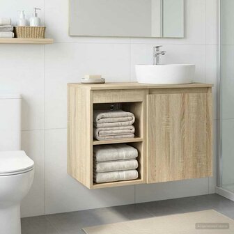 Badkamerkast Tussenin Sonoma Eiken 30 x 35 x 50 cm Bewerkt hout 4
