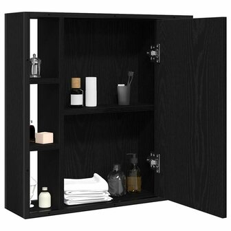 Badkamerspiegelkast zwart eiken 60x16x60 cm bewerkt hout 3