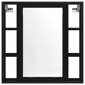 Badkamerspiegelkast zwart eiken 60x16x60 cm bewerkt hout 4