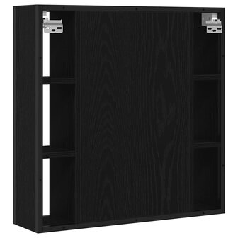 Badkamerspiegelkast zwart eiken 60x16x60 cm bewerkt hout 6